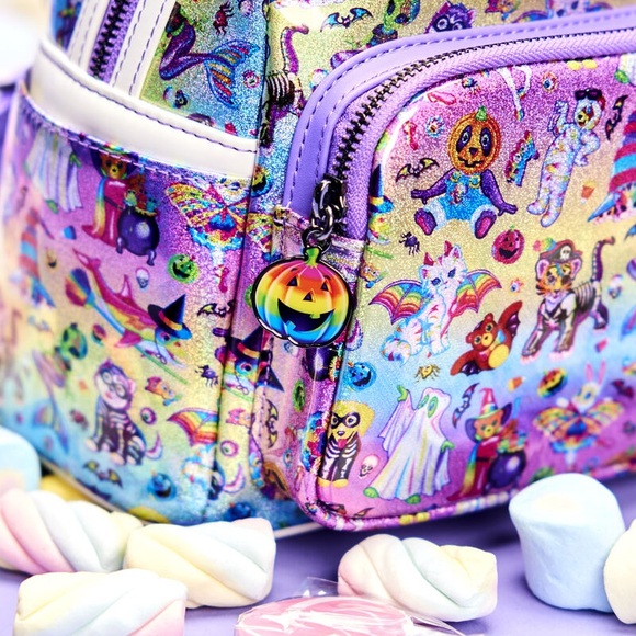 LAST SALE! Lisa Frank X Loungefly Halloween Holo Backpack! Glitter&Glows In Dark - Picture 3 of 16